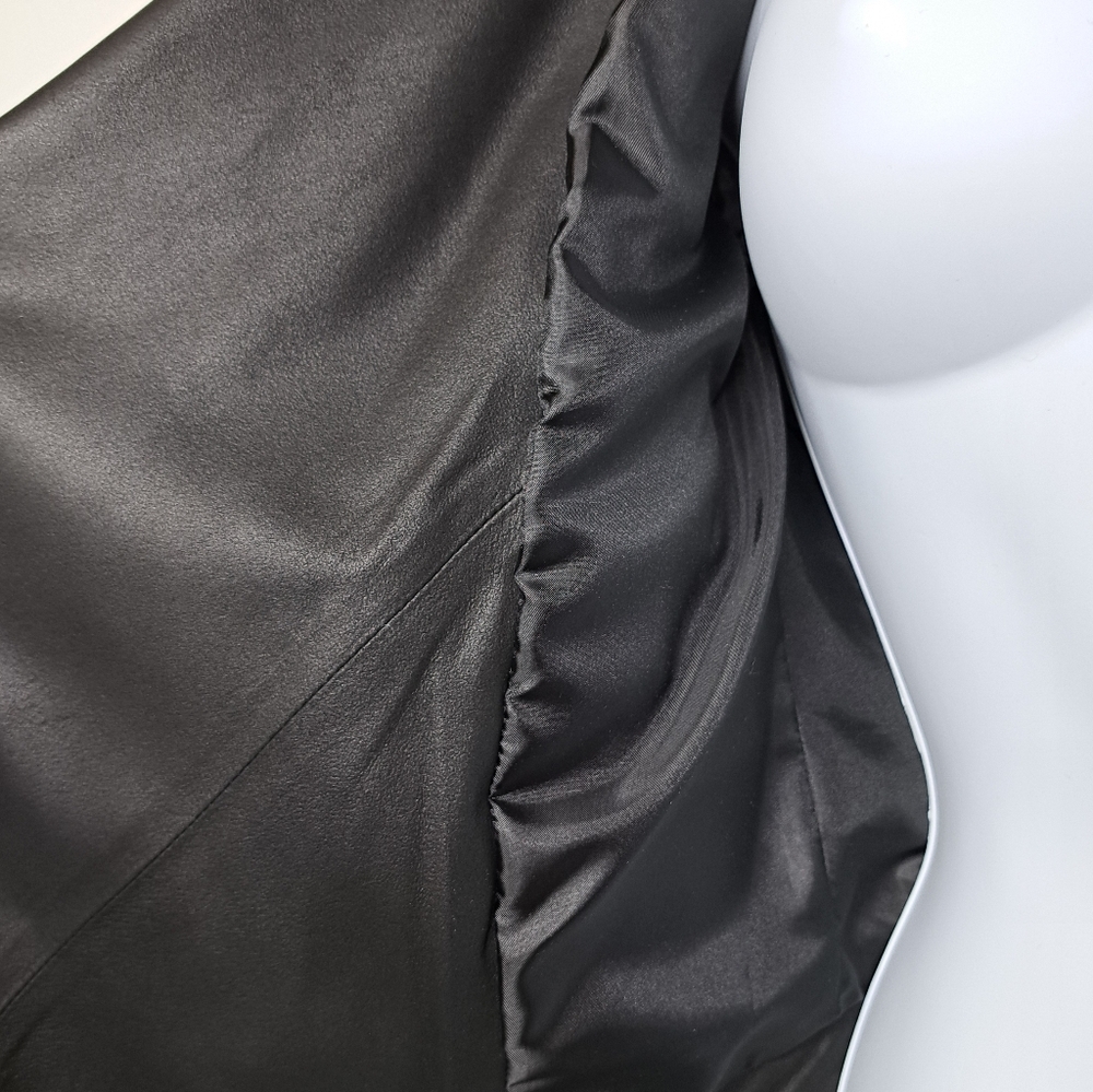 B.B Dakota Women's Brycon Black Leather Open Front Drape Jacket Size XS NWOT - Picture 6 of 16